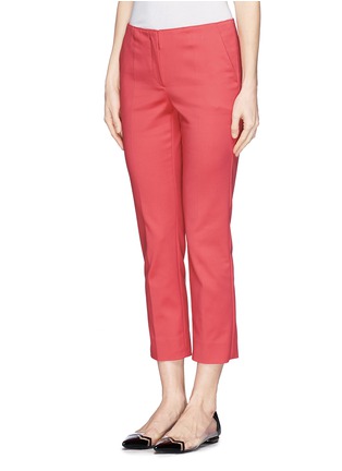 Front View - Click To Enlarge - ARMANI COLLEZIONI - Cropped straight sateen pants