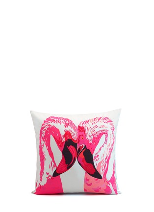 Main View - Click To Enlarge - CHLOE CROFT - Magenta Flamingos Silk Cushion