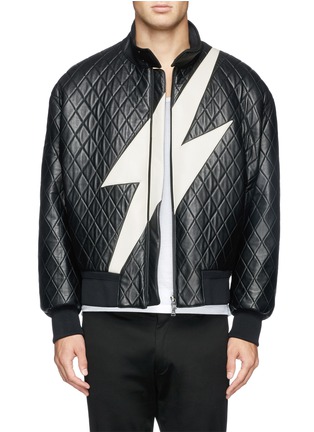 Main View - Click To Enlarge - NEIL BARRETT - Thunderbolt quilted leather bomber jacket