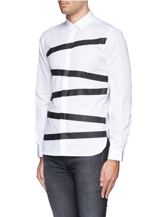 Front View - Click To Enlarge - NEIL BARRETT - Irregular stripe shirt