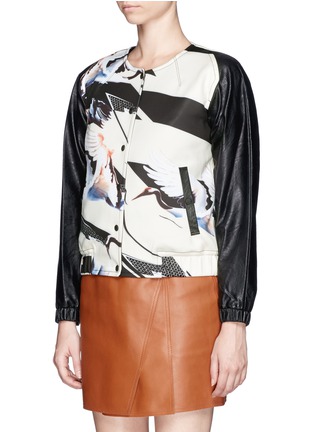 Front View - Click To Enlarge - MO&CO. EDITION 10 - Crane print bomber jacket