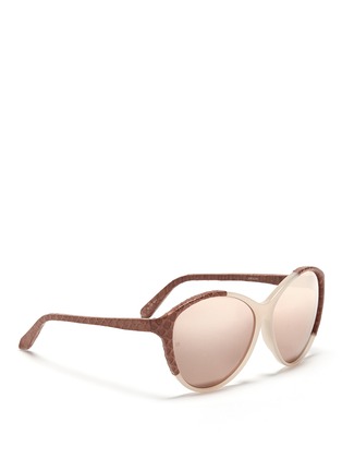 Figure View - Click To Enlarge - LINDA FARROW - Snakeskin temple slim cat eye sunglasses