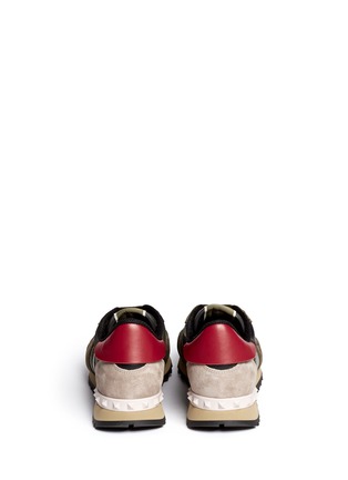 Back View - Click To Enlarge - VALENTINO GARAVANI - Camouflage suede trim sneakers