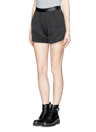 Front View - Click To Enlarge - MO&CO. EDITION 10 - Triangle jacquard pleat shorts