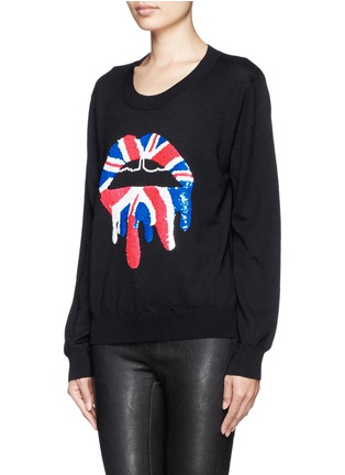 Front View - Click To Enlarge - MARKUS LUPFER - 'Union Jack Drip' Lara Lip sequin Joey sweater