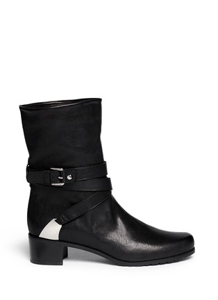 Main View - Click To Enlarge - STUART WEITZMAN - 'Ranchdressing' buckle nappa leather boots