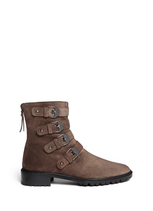 Main View - Click To Enlarge - STUART WEITZMAN - 'Jitterbug' suede buckle boots