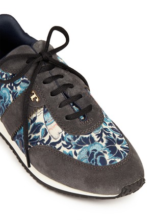Detail View - Click To Enlarge - TORY BURCH - 'Pettee' floral panel suede sneakers 