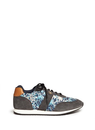 Main View - Click To Enlarge - TORY BURCH - 'Pettee' floral panel suede sneakers 