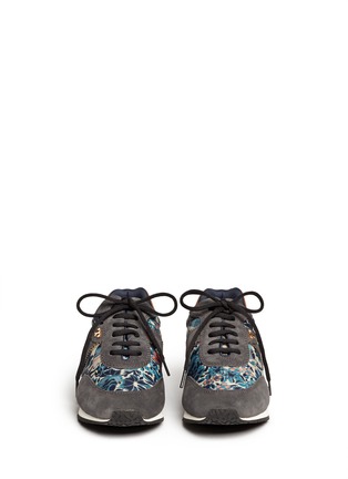 Figure View - Click To Enlarge - TORY BURCH - 'Pettee' floral panel suede sneakers 