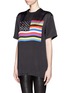 Front View - Click To Enlarge - GIVENCHY - American flag print silk T-shirt