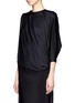 Front View - Click To Enlarge - GIVENCHY - Cloqué one-shoulder drape top