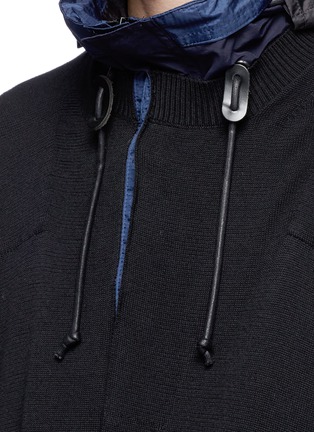 Detail View - Click To Enlarge - SACAI - Knit ripstop patchwork hooded jacket