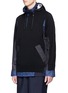 Front View - Click To Enlarge - SACAI - Knit ripstop patchwork hooded jacket