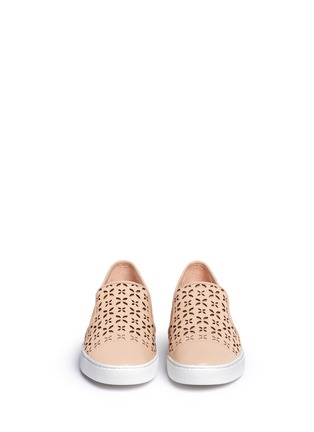 Front View - Click To Enlarge - MICHAEL KORS - 'Susanna' lasercut leather slip-on sneakers