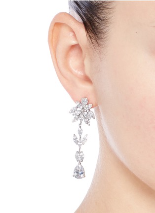 Figure View - Click To Enlarge - CZ BY KENNETH JAY LANE - Floral cubic zirconia drop earrings