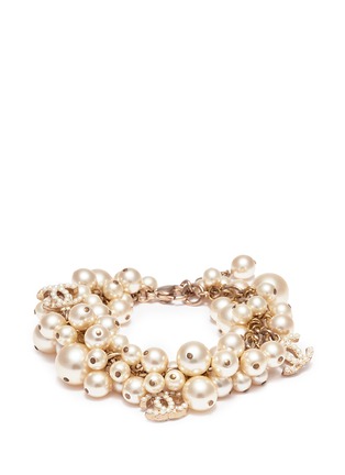 Main View - Click To Enlarge - VINTAGE CHANEL - Logo charm faux pearl bracelet