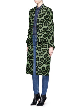 Figure View - Click To Enlarge - GIVENCHY - Large button jaguar print peplum dress coat