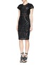 Front View - Click To Enlarge - KTZ - Roman net leather piping bodycon dress