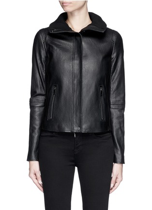 Main View - Click To Enlarge - VINCE - Funnel neck leather moto jacket