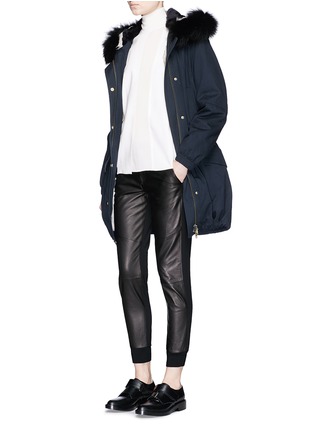 Figure View - Click To Enlarge - VINCE - Leather front jogging pants