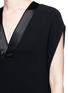 Detail View - Click To Enlarge - VINCE - Satin trim V-neck crêpe dress