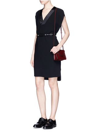 Figure View - Click To Enlarge - VINCE - Satin trim V-neck crêpe dress