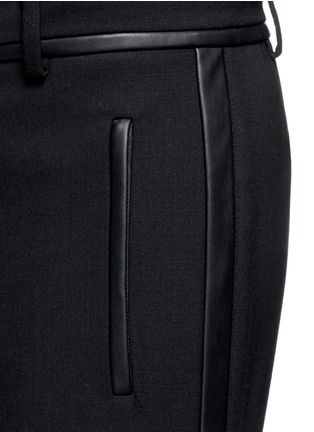 Detail View - Click To Enlarge - VINCE - Leather trim cropped wool pants