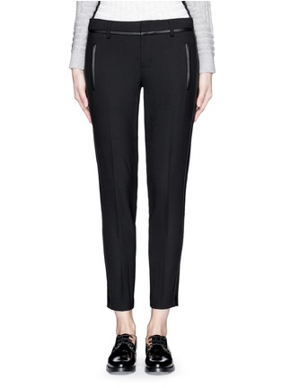 Main View - Click To Enlarge - VINCE - Leather trim cropped wool pants
