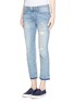 Front View - Click To Enlarge - CURRENT/ELLIOTT - 'The Cropped Straight' let out hem distressed jeans