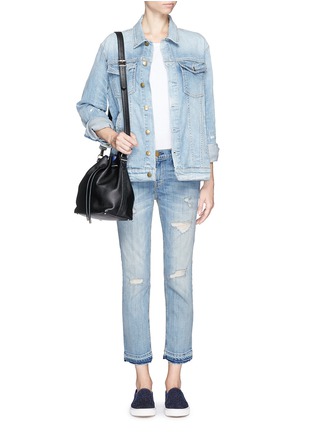 Figure View - Click To Enlarge - CURRENT/ELLIOTT - 'The Cropped Straight' let out hem distressed jeans