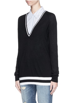 Front View - Click To Enlarge - EQUIPMENT - 'Kelsey' stripe V-neck cashmere sweater