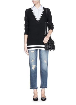 Figure View - Click To Enlarge - EQUIPMENT - 'Kelsey' stripe V-neck cashmere sweater
