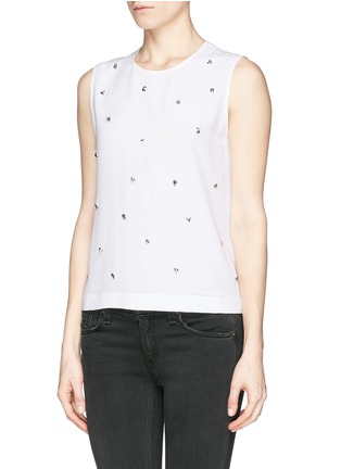 Front View - Click To Enlarge - EQUIPMENT - 'Reagan' stud front sleeveless silk top
