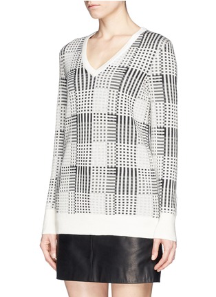 Front View - Click To Enlarge - EQUIPMENT - 'Whitney' Trevor plaid V-neck sweater