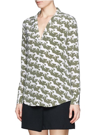 Front View - Click To Enlarge - EQUIPMENT - 'Kiera' horse print silk shirt