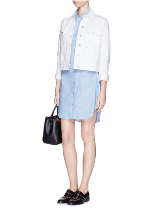 Figure View - Click To Enlarge - EQUIPMENT - Short sleeve slim signature chambray dress