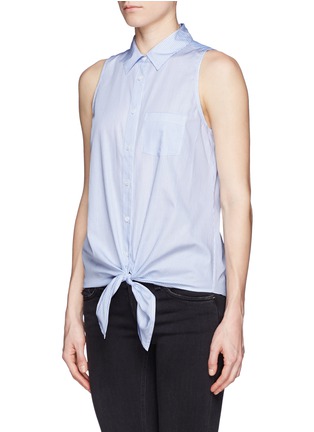 Front View - Click To Enlarge - EQUIPMENT - 'Mina Tie Front' stripe sleeveless shirt