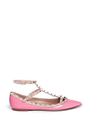 Main View - Click To Enlarge - VALENTINO GARAVANI - 'Rockstud' patent leather caged flats