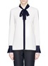 Main View - Click To Enlarge - ST. JOHN - Contrast trim tie neck crepe blouse