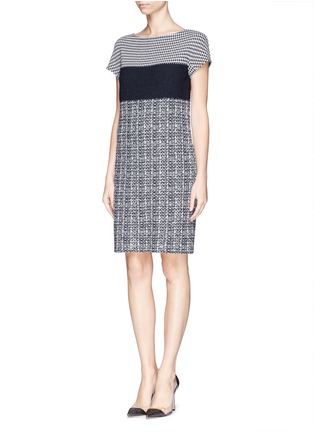 Figure View - Click To Enlarge - ST. JOHN - Mix tweed panel knit shift dress