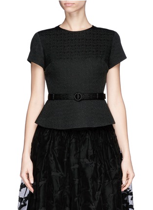 Main View - Click To Enlarge - CHICTOPIA - Circle jacquard belted peplum top