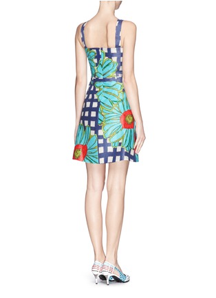Back View - Click To Enlarge - CHICTOPIA - Floral grid check pinafore dress