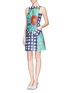 Figure View - Click To Enlarge - CHICTOPIA - Floral grid check pinafore dress