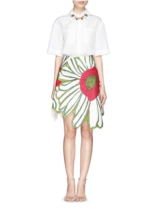Figure View - Click To Enlarge - CHICTOPIA - Illustrated flower patchwork skirt