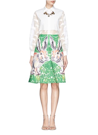 Figure View - Click To Enlarge - CHICTOPIA - Painted bunny appliqué flare skirt