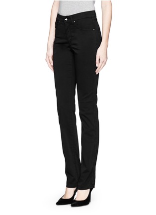 Front View - Click To Enlarge - ARMANI COLLEZIONI - High waist cotton chinos