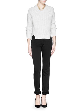 Figure View - Click To Enlarge - ARMANI COLLEZIONI - High waist cotton chinos