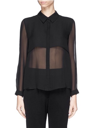 Detail View - Click To Enlarge - ARMANI COLLEZIONI - Cape back belted silk blouse