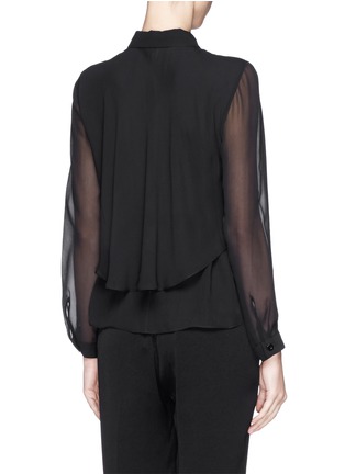 Back View - Click To Enlarge - ARMANI COLLEZIONI - Cape back belted silk blouse